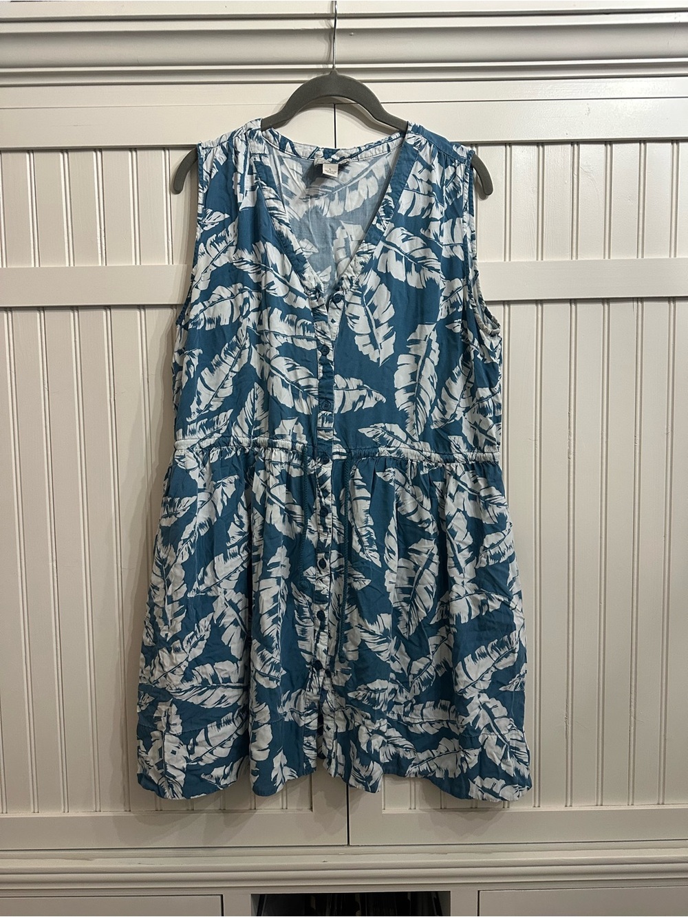 G.H. Bass & Co. Blue and White Tropical Print Mini Dress